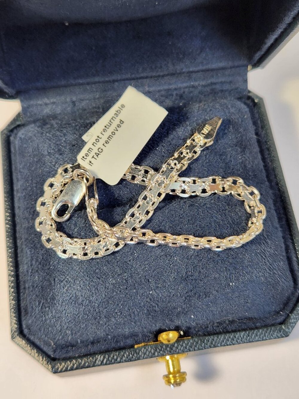 Vintage Italian White Gold Over 925 Silver Valentino Bracelet 7.5" NWT NOS - Picture 2 of 14